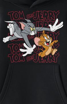 Online Only! Add a fun element to your outfit with the new Tom & Jerry Hoodie. This hoodie features a hooded neckline, long sleeves, a standard fit, a kangaroo pocket, a fleece fabrication, and Tom & Jerry graphics on the front.


	Hooded neckline
	Long sleeves
	Standard fit
	Kangaroo pocket
	Fleece fabrication
	Front graphic
	Machine washable Tom And Jerry Hoodie, New Tom And Jerry, Tom Jerry, Tom And Jerry, Pacsun, Kangaroo Pocket, Kangaroo, Long Sleeves, Long Sleeve