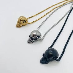 Material: jewelry white steel Color: Steel/Black/Gold Weight: Chain 12G/Pendant 15G Chain length: 550mm Company Gifts, Jewelry White, Skull Necklace, Men's Necklace, Pitcairn Islands, Papua New Guinea, Band Tees, Chain Lengths, Caribbean Netherlands