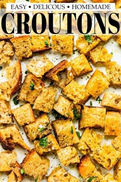 cooked tofu cubes in a baking dish with parsley on top, ready to be served