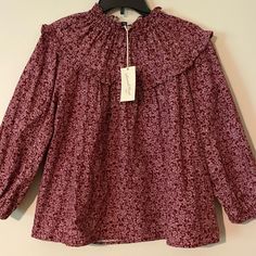 Women’s Universal Threads Highneck Ruffled Prairie Peasant Top Red White Floral Nwt Tag Reads Purple Floral W56k5 Oversized Comfy Cotton Measures 22 Inches Across By 22 Inches Long Stretchy, Elastic Neck And Cuffs New With Tags Smoke-Free Home Red Ruffled Blouse For Fall, Fall Long Sleeve Peasant Top With Ruffles, Casual Red Peasant Top For Fall, Fall Peasant Top With Ruffles, Spring Red Peasant Blouse, Red Long-sleeve Peasant Top For Spring, Red Peasant Blouse For Spring, Red Floral Print Peasant Top For Fall, Fall Floral Print Red Peasant Top