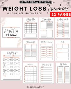 "This listing is for a Printable Weight Loss Journal Planner, Digital Weight Loss Tracker, Weekly Weigh In, Measurement Tracker, Daily Exercise Chart, Food Log - A4 - A5 - LETTER -PDF Digital Download - Download your purchase instantly - No shipping fees WHO IS THIS LISTING FOR? For anyone looking for a weight loss planner printable to help them plan your weight loss journey more effectively and efficiently.   I personally like this method because whenever I see my goals in front of me, I am more likely to achieve to them. This has proved to work for me and even though it seemed hard it was nice to have something to prompt me to become organised.  So naturally I wanted to share it with you.  So go ahead, get yourself going and make sure you are on track to reaching your goals this year. WH Exercise Chart, Measurement Tracker, Calorie Tracker, Daily Exercise, Food Log, Workout Chart, Planner Digital, Book Ideas