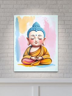 Baby Buddha, Buddha Wall Art, Buddha Painting, Living Room Paint, Metal Prints, Modern Art, Art Decor, Meditation, Wall Art