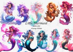 the little mermaids are all different colors