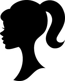 the silhouette of a woman's head with long hair