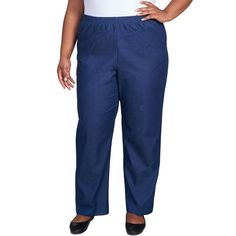 A timeless classic, our women's denim pant arrives in our traditional fit. It features an all-around elastic waistband and trouser pockets. This pant is made from easy wear, easy care fabric. MADE WITH HEART AND SOUL: Alfred Dunner Inc. is a family-owned company based on two key pillars: heart and soul, both of which are embedded in the clothing we create and the culture we live and breathe. Size: 18W.  Color: Blue.  Gender: female.  Age Group: adult.  Pattern: solid. Classic Medium Wash Full Length Pants, Classic Medium Wash Full-length Pants, Classic Full Length Medium Wash Pants, Classic Stretch Denim Pants, Classic Dark Wash Full-length Pants, Classic Dark Wash Full Length Pants, Classic Stretch Medium Wash Bottoms, Classic Medium Wash Stretch Bottoms, Classic Full-length Denim Blue Bottoms