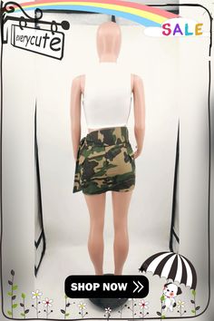 Camo Print Street All-match Lace Up Mini Skirts Camouflage Mini Cargo Skirt For Summer, Camouflage Summer Skirt, Mini Camo Skirt, Summer Mini Cargo Skirt In Camouflage, Summer Camouflage Mini Cargo Skirt, Summer Camouflage Mini Skirt, Fitted Camouflage Mini Skirt, Military Style Camouflage Cotton Cargo Shorts, Spring Camouflage Cotton T-shirt