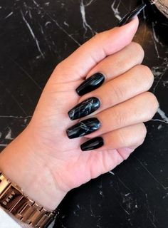 Nail Coffin, Black Coffin Nails, Black Acrylic Nails, Black Nail Art, Best Acrylic Nails