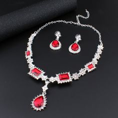 Bridal ewelry Sets- Turkish Jewelry Bisuteria Silver Color Necklace Earrings Sets Wedding Jewelry Sets Red JewelleryModel Number:32823080335 Red Jewellery, Earrings Sets, Color Necklace, Turkish Jewelry, Red Jewelry, Wedding Jewelry Sets, Color 2, Necklace Earring Set, Metal Color