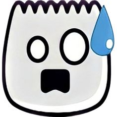 a white and black face with a blue tear in it's mouth, on a white background