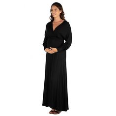 You'll love how you look in this maternity dress from 24Seven Comfort. You'll love how you look in this maternity dress from 24Seven Comfort. Jersey construction V-neck Long sleevesFIT & SIZING 54.5-in. length from shoulder to hem Maxi length Slip-on stylingFABRIC & CARE Rayon, spandex Machine wash Imported Size: S-Mat. Color: Black. Gender: female. Age Group: adult. Maternity Maxi Dress, Maternity Maxi, Pregnancy Maxi Dress, Sleeve Maxi Dress, Long Sleeve Maxi, Maternity Dress, Black Maxi Dress, Dress Clothes For Women, Long Sleeve Maxi Dress