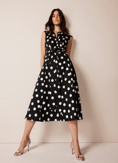 Polka Dot Midi Dress, Polka Dot Midi Skirt, Occasion Dresses Wedding, Mint Velvet, Denim Coat Jacket, Black Wrap Dress, Black Polka Dot, Polka Dot Print, Workwear Dress