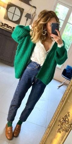 Size 10 Women Outfits Winter, Quirky Chic Style, Styling White Button Up, Green Sweater And Jeans Outfit, Elevated Basics Outfit Summer, Bohemian Office Outfit, Fall 2022 Fashion Trends Women Casual, Modern Elegance Fashion, 2x2 Outfit