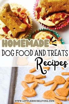 homemade dog food and treats for dogs to eat in the morning or night, with text overlay that reads homemade dog food and treats