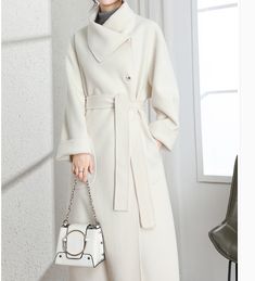 Large Collar Women Wool Coat Long Double Face Wool Coat Jacket 0989 Women Wool Coat, Mode Mantel, Wool Winter Coat, Handmade Sewing, Cashmere Fabric, Wool Coat Women, Long Coat Women, Wool Trench Coat, Long Winter