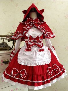 Lolita Outfit, Lolita Outfits, Dress With Shawl, Gothic Victorian, Vintage Gothic, Gothic Dress, Sweet Lolita, Little Red Riding Hood, Red Riding Hood