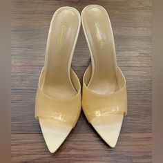 Size 38 Brand New. Comes With Box And Dust Bag Luxury Cream Mules, Luxury Beige Mules For Evening, Luxury Beige Evening Mules, Beige Designer Mules For Formal Occasions, Designer Beige Mules For Formal Occasions, Beige Pointed Toe Mules For Party, Cream Single Toe Strap Heels For Formal, Cream Single Toe Strap Heels For Formal Occasions, Cream Heels With Single Toe Strap For Formal Occasions