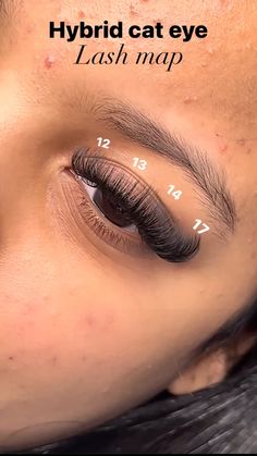 Princess Lash Extensions, Lash Maps Natural, Eyelash Ideas, Full Lash Extensions Styles, Lash Maps Volume, Cateye Eyelashes Extensions Map, Lash Map For Almond Eyes, Cat Eye Mapping Eyelash Extensions, Hybrid Lashes Mapping