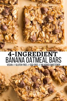 four ingredient banana oatmeal bars stacked on top of each other