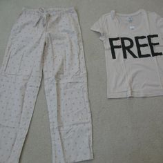 Nwt Bcbgeneration Affirmation Pajama Top/Pants Set, Ivory With Black Letters Let Your Super Cute Pajamas Say It All. Bcbgeneration's Affirmation Top And Pajama Pants Set Features A Short-Sleeve Top With A Cute Affirmation And Matching Pants. Cotton/Modal Machine Washable Imported Top Features Short Sleeves And Printed Affirmation Full-Length Pants Feature Drawstring Waistband And Matching Affirmation In Circular Print Smoke Free Pet Free Home. Casual Beige Sleepwear For Pajama Party, Casual Cream Sleepwear, Casual Beige Bottoms For Pajama Party, Cute Pajamas, Top Pants Set, Pajama Top, Black Letter, Drawstring Waistband, Black Cream