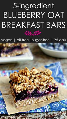 blueberry oat breakfast bars with text overlay