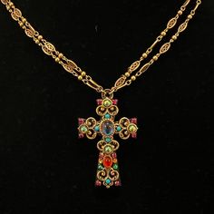 Michal Golan Handcrafted Cross Necklace, 24k Gold Over Brass With Swarovski Crystals. New, With Tags. Perfect Condition. Chunky Gold Cross Necklace, Ornate Multicolor Necklace For Gift, Biblical Jewelry, Crucifix Earrings, Catholic Cross Necklace, Vintage Cross Necklace, Xoxo Jewelry, Cross Necklaces, Jewerly Designs