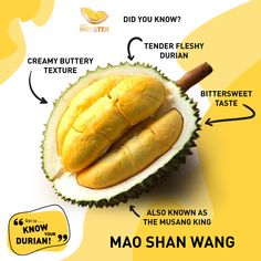 the inside of a durian is shown with information about its contents and how to use it