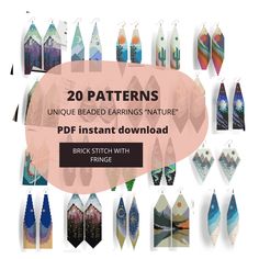 20 patterns for unique beaded earrings with text that reads 20 patterns unique bead earrings nature