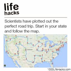 a map with the words life hacks on it and an image of a road