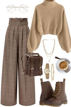 00s Mode, Dark Academia Outfits, Academia Outfits, Easy Trendy Outfits, Brown Pants, Modest Fashion Outfits, 가을 패션, Mode Vintage