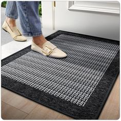 OEAKAY Quick Absorbent Non-Slip Indoor Outdoor Doormats, are the perfect solution for keeping dirt and debris from ruining your entrance. With the cross-knit design, our front door mat effectively captures mud, grit, and dirt, ideal for keeping your home tidy and clean, even in wet conditions. These 0.15-inch thickness low-profile entrance rugs can be used in various areas, such as double door mats for both the front and back doors, garage entrances, porch rugs, welcome mats, and shoe mats. Back Porch Rugs, Outdoor Doormats, Entrance Rugs, Entryway Rugs, Door Mat Indoor, Outdoor Floor Mats, Porch Rug, Grey Doors, Indoor Door Mats