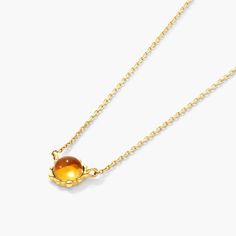 14K Yellow Gold Beaded Citrine Necklace Amber Cabochon Round Pendant Necklace, Elegant Yellow Cabochon Necklace, Citrine Necklace, Beautiful Necklace, Gold Beads, Gemstone Necklace, Beautiful Necklaces, Citrine, Lobster Clasp