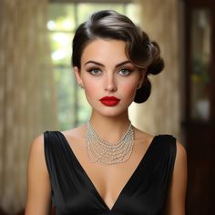 Vintage Hollywood Glam Lips – Stardust Cosmetics Classic Makeup For Wedding, 1940s Hollywood Hair, Retro Wedding Makeup Vintage Style, Hollywood Glamour Updo, Hair Styles For Red Dresses, Vintage Makeup Red Lips, 1940s Wedding Makeup, Glam Wedding Makeup Red Lip, Classic Glamour Makeup