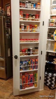 the pantry is stocked with all kinds of food