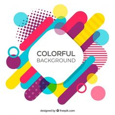 colorful abstract background with circles and shapes in the middle, on a white background for an advertisement