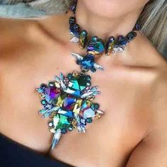 Drop to Your Knees Multi Choker Statement Necklace Huge Crystal, Boho Statement Necklace, Geometric Fashion, Flower Statement Necklace, Crystal Statement Necklace, Black Choker Necklace, Crystal Choker Necklace, Minimal Necklace, Statement Choker