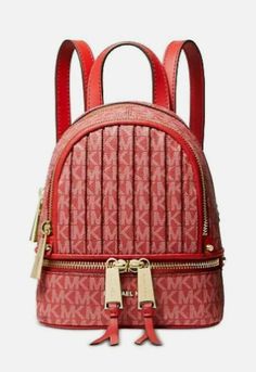 NWT Michael Kors Rhea Zip XS Messenger Backpack RED. Messenger Backpack, Kids Bags, Fashion Backpack, Michael Kors, Backpacks, Red