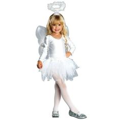 Let her inner angel shine through. This gorgeous costume has everything she needs to do just that. The all-white leotard comes with sheer tights, a tutu, wings and a halo. She'll light the way through the neighborhood. Any scary monsters will instantly disappear. Size: 8-10. Toddler Angel Costume, Kids Angel Costume, Girls Angel Costume, Angel Dress Up, Angel Halloween Costumes, Angel Kids, White Tutu, Angel Outfit, Angel Costume