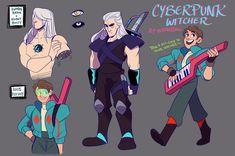 the character sheet for cyberpunk's kitchen, which includes two guys and one girl