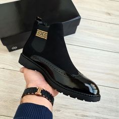 Black Men Fashion Swag, Gentleman Shoes, Men's Shoes Accessories, Versace Shoes, Classy Shoes, Handmade Leather Shoes, Men Formal, Mens Leather Boots, Wedding Suit