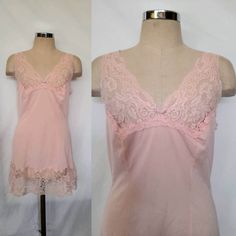 Vintage 60's mod pink poliamide, mini slip dress. Beautiful lace bust and front and back deep V-neckline.  Inserted wide laceband hem. No size tag, but it fits a size S, please check measurements for accuracy.  Bust 90cm/35.5" Waist 74cm/29" Hips 90cm/31.5" Height 80cm/31.5" The slip is in very good vintage condition with no visible flaws. If you have any questions please feel free to contact me, thank you for watching.  International and local shipping signed for with tracking number. Vintage Slip Dress Pink, Feminine Camisole Mini Dress With Lace Trim, Pink Fitted Mini Dress With Lace Patchwork, Fitted Pink Mini Dress With Lace Patchwork, Pink Lace Trim Camisole In Coquette Style, Pink Lace Trim Coquette Camisole, Pink Lace Camisole In Coquette Style, Fitted Pink Lace Camisole, Fitted Lace Pink Camisole