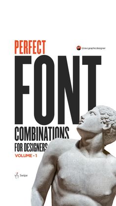 the front cover of perfect font combinations for designers volume 1, with an image of a man's torso