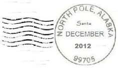 a stamp with the words north pole alaska on it and an image of water waves