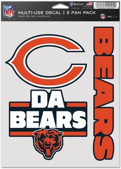 the chicago bears decals are on display