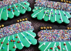 decorated cookies in the shape of christmas trees