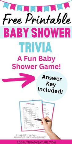 Baby Trivia - Free Printable Baby Shower Game Baby Trivia Game Free Printable, Baby Trivia Questions And Answers, Baby Shower Games Uk, Free Baby Shower Games Printables, Baby Shower Games Free Printables, Baby Shower Girl Gifts Basket, Baby Shower Trivia Game, Baby Trivia Game, Ten Baby