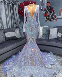 Sequin Prom Dresses Mermaid, Floral Dress Formal, Prom Ideas, Prom Dresses For Sale, Dress Sleeve Styles, Long Sleeve Sequin