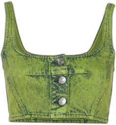 Spring Season Washed Cotton Crop Top, Summer Washed Cotton Crop Top, Washed Cotton Crop Top For Summer, Sleeveless Cotton Crop Top With Button Closure, Trendy Green Cotton Crop Top, Trendy Sleeveless Crop Top With Button Closure, Fitted Acid Wash Crop Top For Spring, Cropped Cotton Crop Top With Button Closure, Sleeveless Cotton Crop Top With Buttons