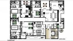 the floor plan for an apartment with three bedroom and two bathroom areas, including one living room