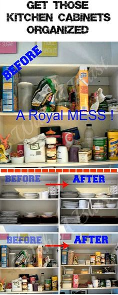 the kitchen cabinets are organized and labeled with labels on them to help you organize your pantry