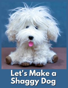 a small white dog sitting on top of a brown floor next to a blue wall